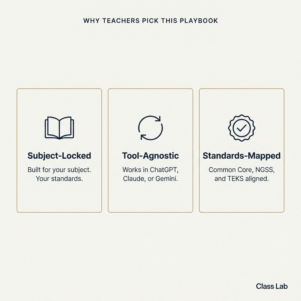 Subject-Locked, Tool-Agnostic, and Standards-Mapped — the three core benefits